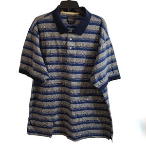 Greg Norman Collection Mercerized Cotton Striped Shark Logo Golf Polo Shirt XL